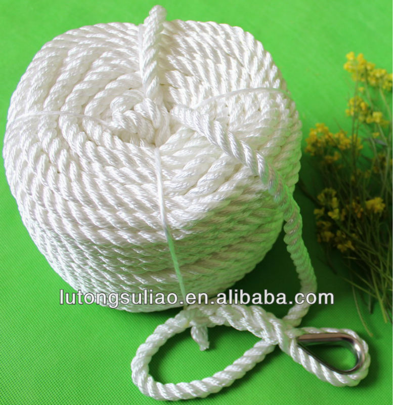 白3ツイストナイロン製のロープのストランド、 マリンロープナイロン問屋・仕入れ・卸・卸売り