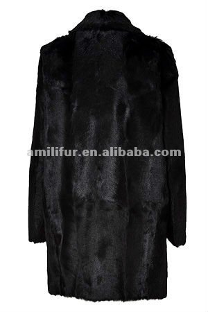 黒いヤギの毛皮の長い袖のコートSTY.NO. 3123仕入れ・メーカー・工場