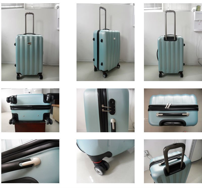 ABS 2 pcs set eminent china aluminum trolley suitcases purple aircraft trolley luggage case