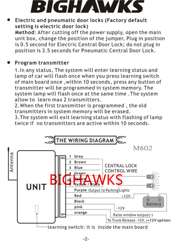 Bighawks Keyless Entry System    -  2