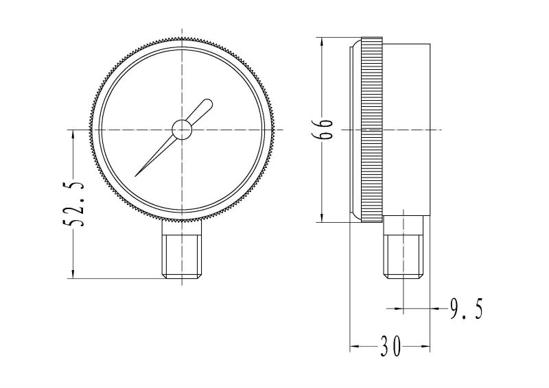 63mm oxygen pressure gauge in screw plastic window