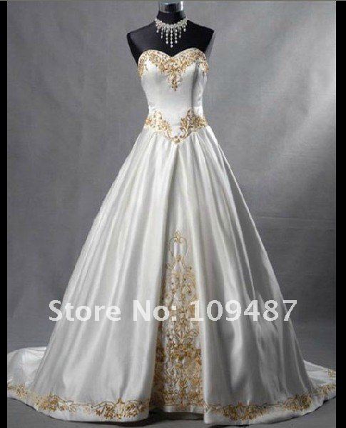 Gold embroidered wedding dress