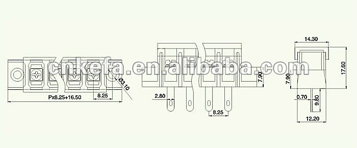 20apcbバリア端子台コネクタのピッチ8.25ミリメートル高いピンソケットコネクタkf38hm-8.252.5mm電線コネクタ仕入れ・メーカー・工場