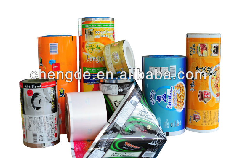 Full color printed food packaging film in roll, Stand up pouch with zipper for food packaging, spout packaging