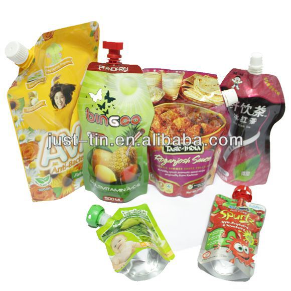 resealable liquid ziplock bag stand up pouch with spout