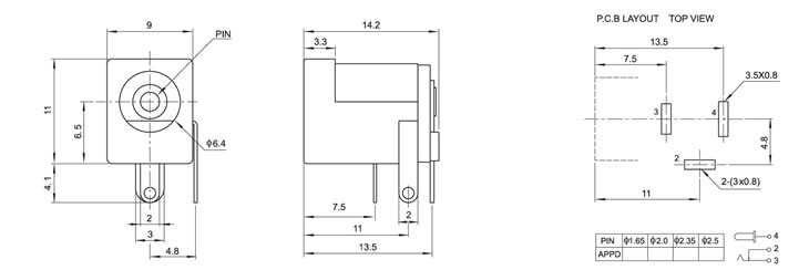 dc-005 2.1 x 5.5 mm dc power jack socket