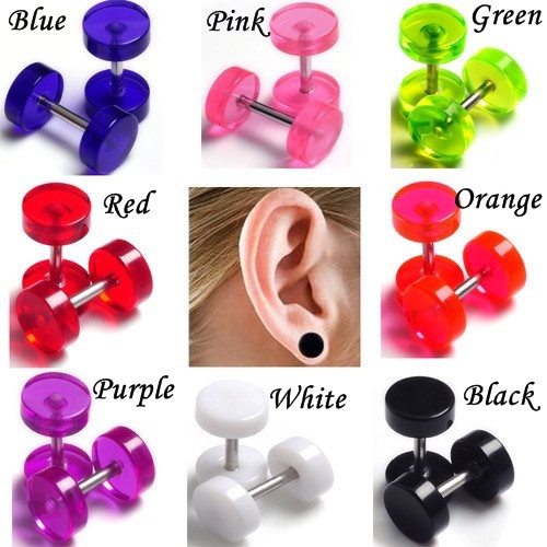 96PCS 6 8mm Mixed Acrylic Fake Cheater Ear Plugs Gauge Illusion Body ...