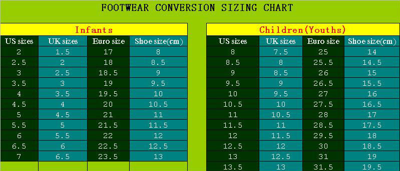4 Year Old Shoe Size Chart