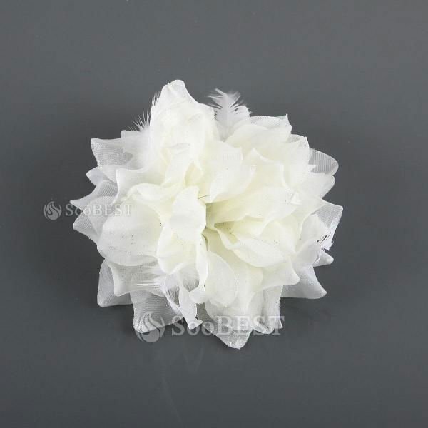  Petals with Feather Trim Embellished Wedding Bridal Flower Headpiece
