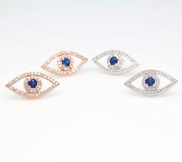 ヴィンテージ金メッキ邪眼のポストピアス、 925邪眼のスタッドのイヤリング、 小さなイヤリング銀小邪眼、問屋・仕入れ・卸・卸売り