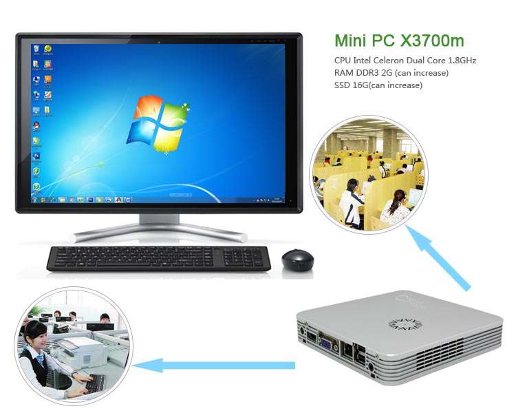 Windows/のlinuxミニpcインテルceleronデュアルコアcpuを搭載した1.8ghzラムddr32g企業のための問屋・仕入れ・卸・卸売り