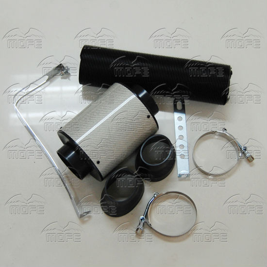 Universal 76MM 3 inch Black Carbon Fiber Cold Air Intake Pipe Filter Kit With Flexible Pipe DSC_0852