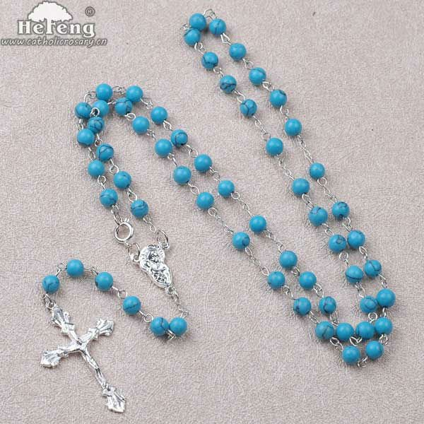 Turquesa cuentas de rosarios/infantil rosarios collar