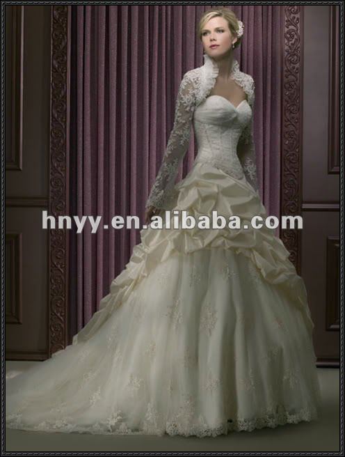 Sweetheart Bridal Wedding Gown Bride Dress Custom Free lace Long Sleeves