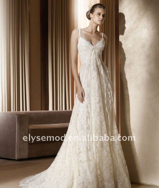 New Spring Design Romantic VNeck Lace Casual Wedding Dresses with Straps