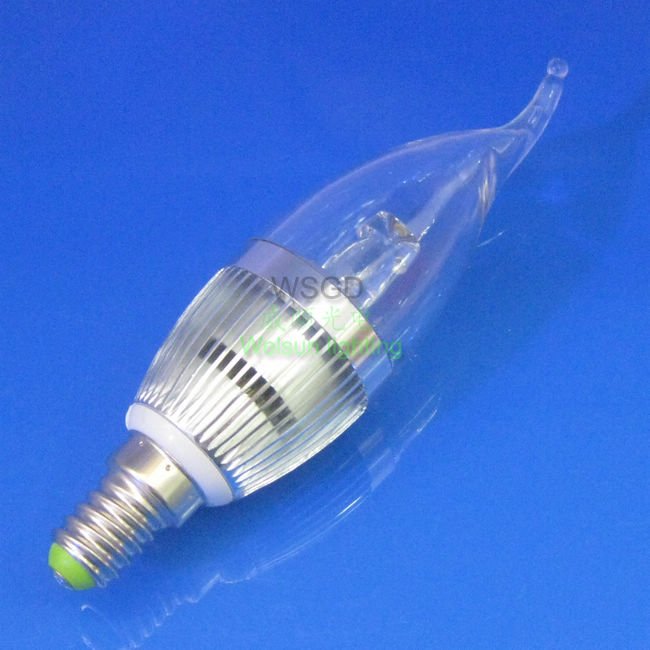 3W免運費10pc/.lot的E12/E14可調光LED燈泡，晶電3瓦LED光燈，