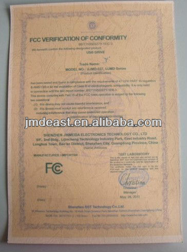 FCC certificate