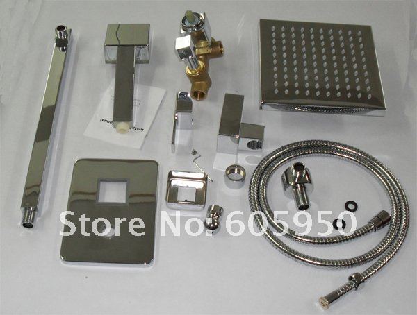 Hot! Free Shipping - Chrome Wall Mounted LED Shower Set With 8 Inch Shower Head - Wholesale (IWL-012)