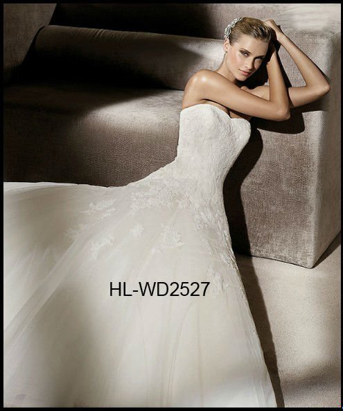 Fantastic Aline Puffy Organza Lace White Wedding Dress Bridal Gown