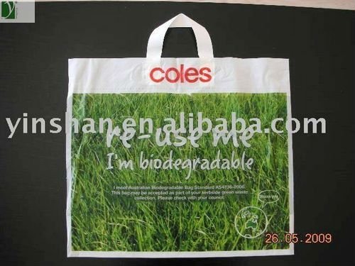OEM corn starch Hole Soft loop Handle Plastic Shopping Bag