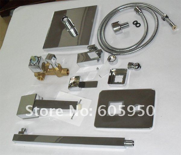 Hot! Free Shipping - Chrome Wall Mounted LED Shower Set With 8 Inch Shower Head - Wholesale (IWL-012)