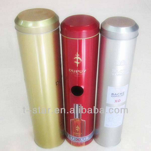 cylinder red wine tin box