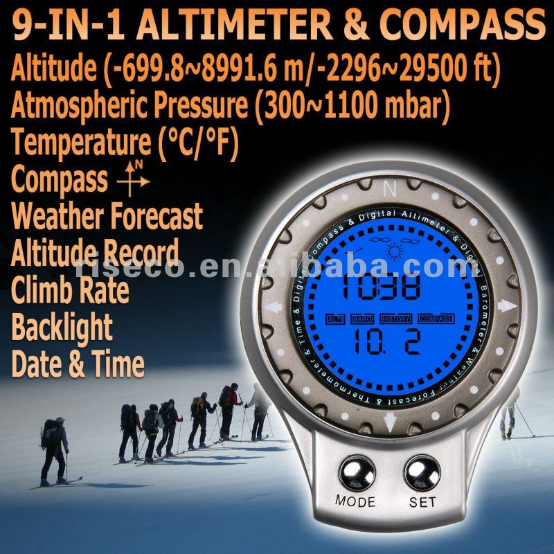 新しいバロメーター9in1の温度計-699~8991mの高度LCDデジタルのコンパスの高度計問屋・仕入れ・卸・卸売り