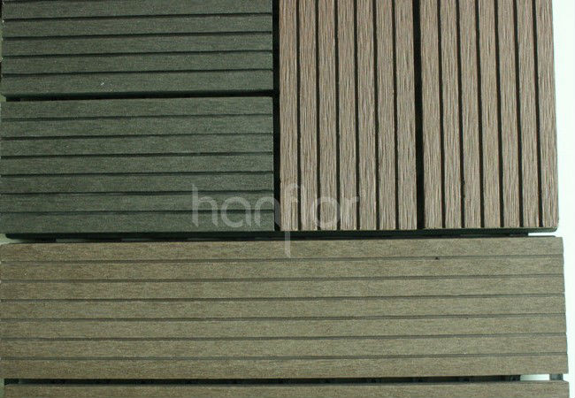 Mejor venta! 300 x 300 mm 400 x 400 mm WPC decking compuesto plástico de madera suelo azulejos decking de WPC azulejos
