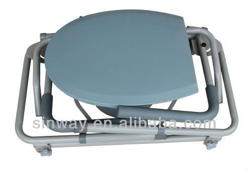for elderly arms drop down knock-down folding commode chair