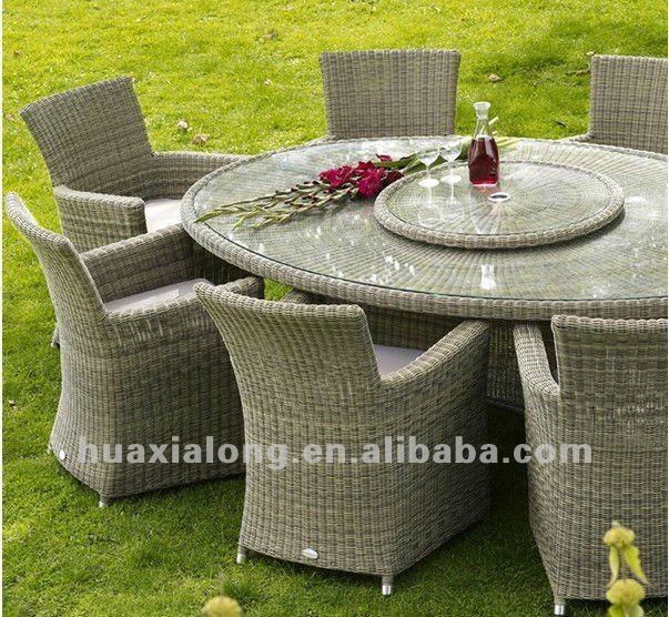 mobiliario de jardim em rattan sintetico:Round Patio Table Seats 8 mobiliario de jardim em rattan sintetico:Round Patio Table Seats 8
