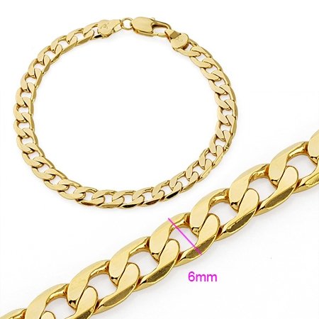 Whole Fashion Jewelry Bracelet 6mm Chain 18k Yellow Gold Filled Fashion Jewelry 18k Yellow Gold Filled Ethnic Bracelet Bangle