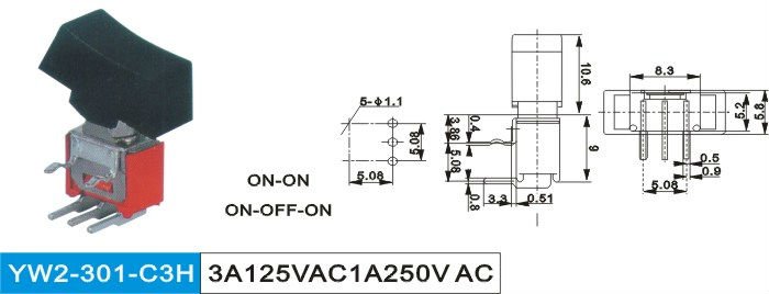 SPDTのPCピンSS 309 CI MTS 102 A2 W/PCのトグルスイッチYW2-304-A2問屋・仕入れ・卸・卸売り