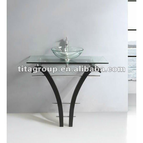 Lavabo de cristal claro maquetas con base de acero inoxidable #304 ...