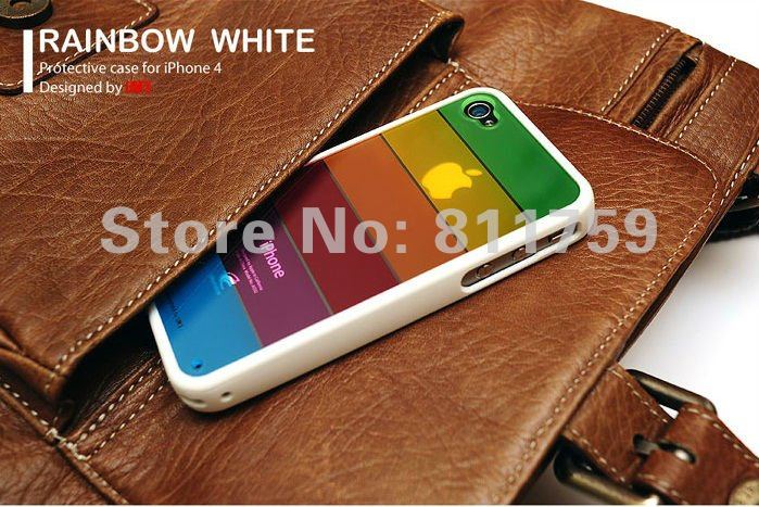 Free shipping 100pcs/lot Silicon Rainbow Shell Cover Case for iphone 4s Soft back case cover for Apple iphone 4 4s/4g