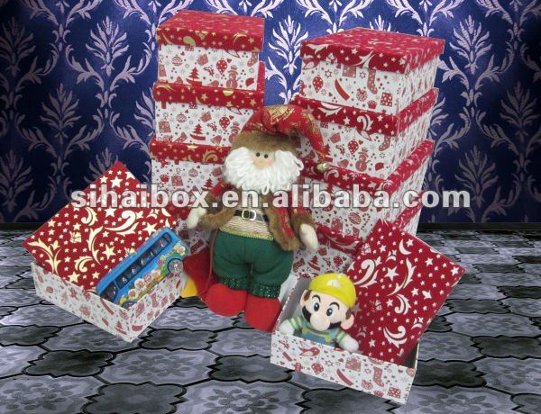 金と銀フロック印刷新しいデザインクリスマスギフトボックスalibbaエクスプレス問屋・仕入れ・卸・卸売り