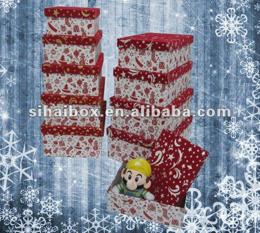 金と銀フロック印刷新しいデザインクリスマスギフトボックスalibbaエクスプレス問屋・仕入れ・卸・卸売り