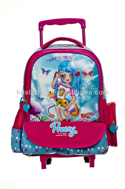 New Fashion School Trolley Bag Wholesale Kids Backpack with Wheels for Girls