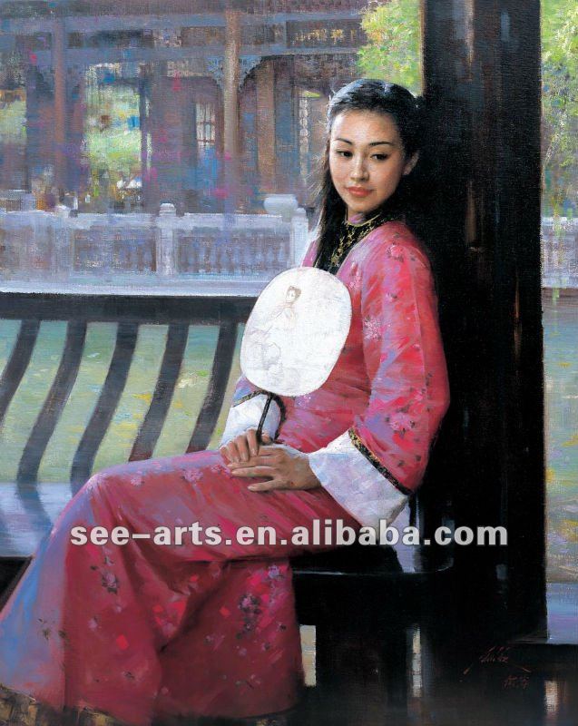 中国の女の子のキャンバス上に手塗りpinting仕入れ・メーカー・工場