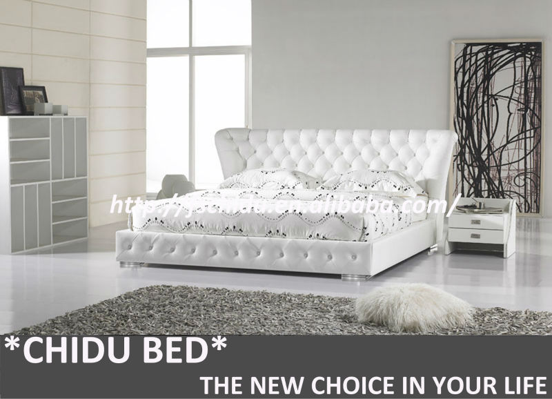 Modernem luxus weià doppelt leder bett mit kristallen, antiken ... Schlafzimmermoebel