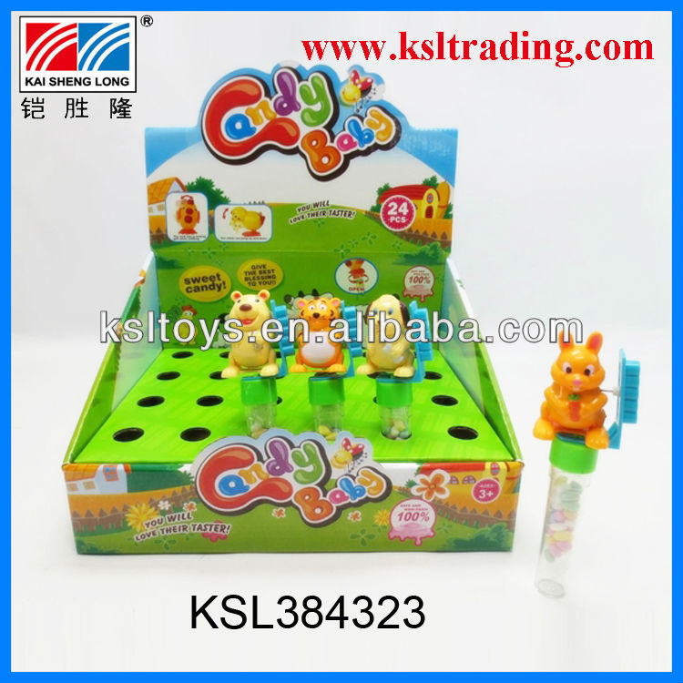 24PCS plastic wind up animal candy toy for children