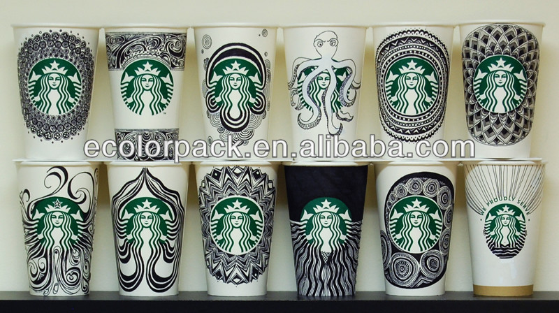 China printed colorful take away coffee cups