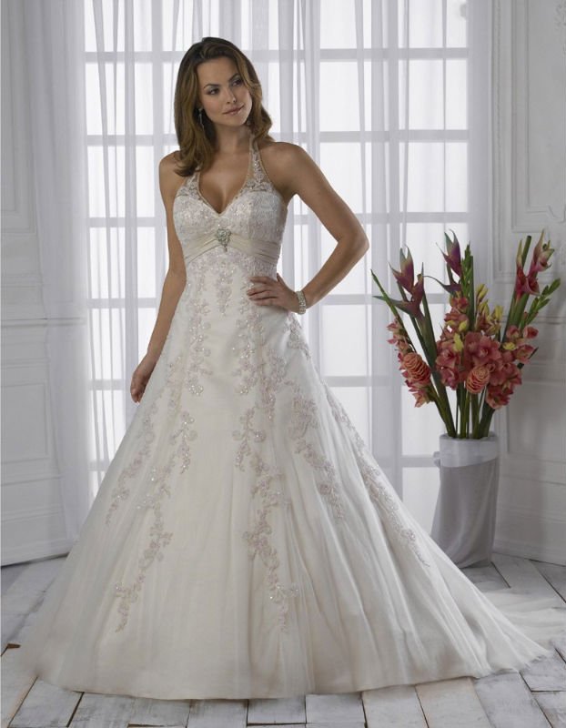 halter top wedding dresses with beads