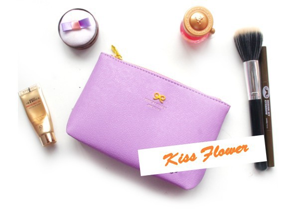 Korea Style Sweet Bow Design Zipper Cosmetic Bag 5 Color Make Up