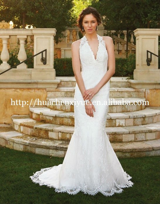 See larger image: halter lace backless wedding dress designs US-112