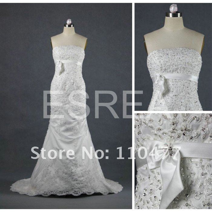Vintage Strapless Lace Open Back Mermaid Wedding Dress GD036