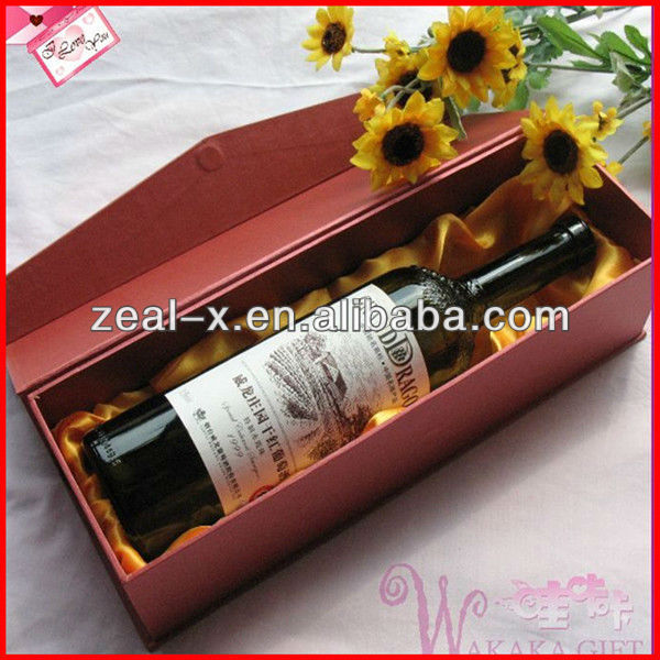 Fascinating Design Rigid Cardboard Red Wine Box With Frabic Inner Tray