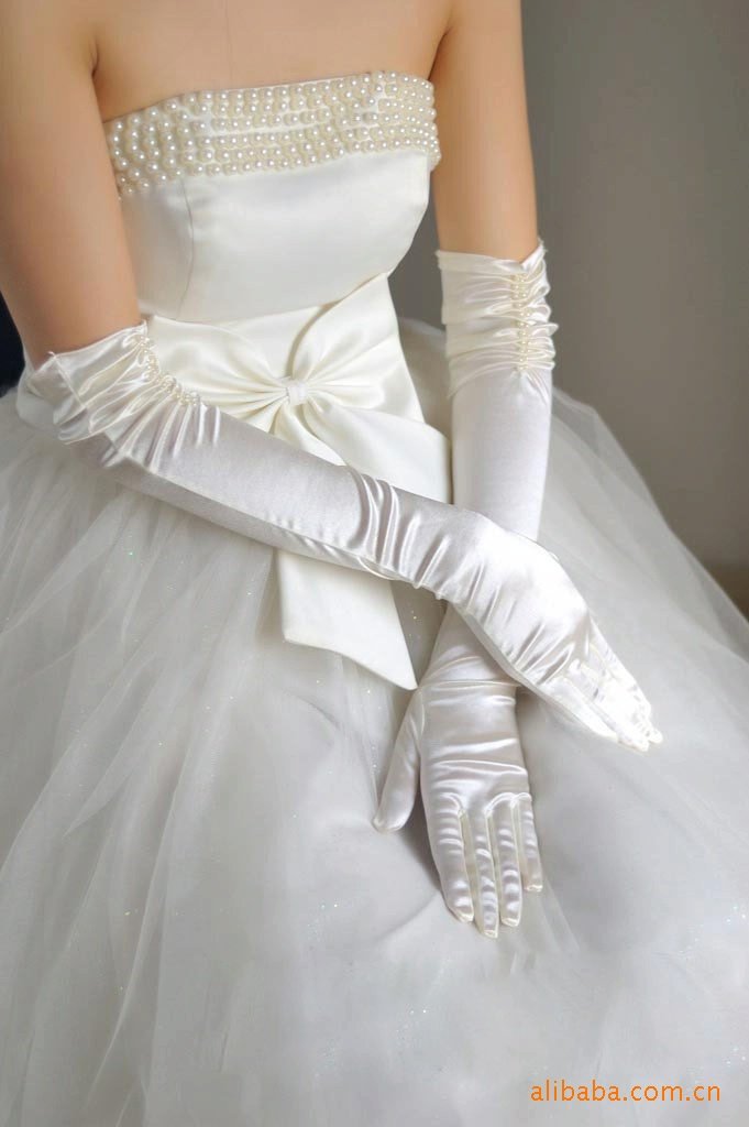 elbow wedding dress gloves satin bridal long glove white evening party
