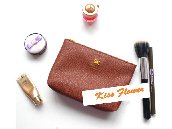 Korea Style Sweet Bow Design Zipper Cosmetic Bag 5 Color Make Up