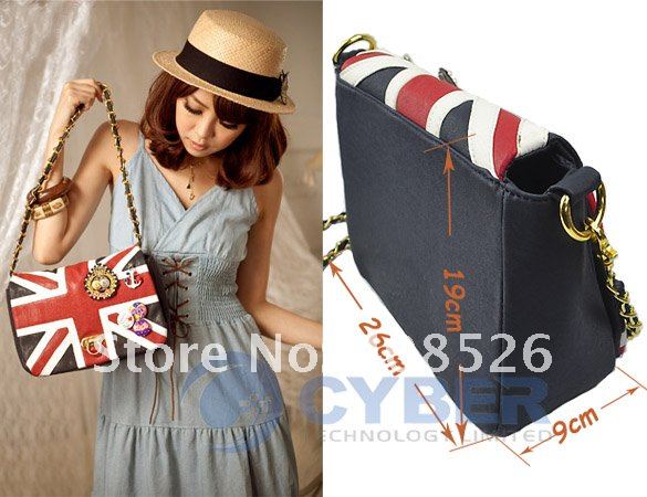 Women UK Flag Union Jack Badge Chain Handbag Shoulder Bag free shopping 1758