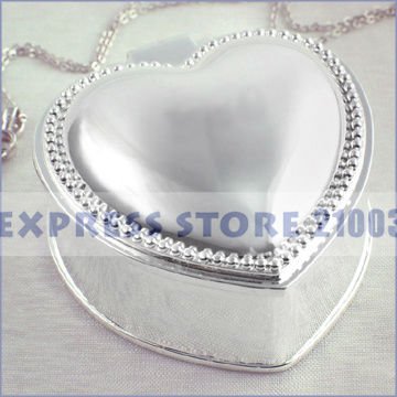 Silver Plated Beaded Heart Jewelry Box